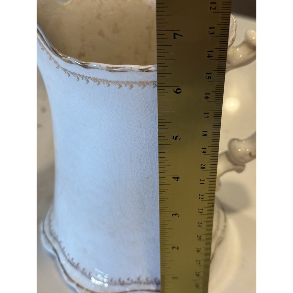 Antique Homer Laughlin Hudson Violet Pitcher Crackle Glaze Transferware - Picture 5 of 9